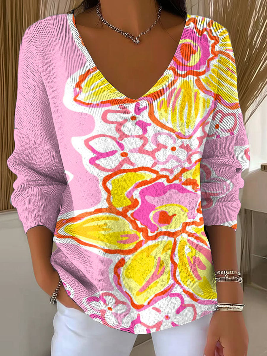 womens-flower-pattern-casual-pullover-sweater