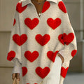 Women's Valentine's Day Heart Art Print Casual Knit Sweater