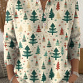 Beautiful Cute Christmas Tree Painting Art Print Buttoned Cardigan Sweater