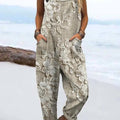 Combinaison pantalon large décontractée pour femme, imprimé floral vintage, 100 % coton. 