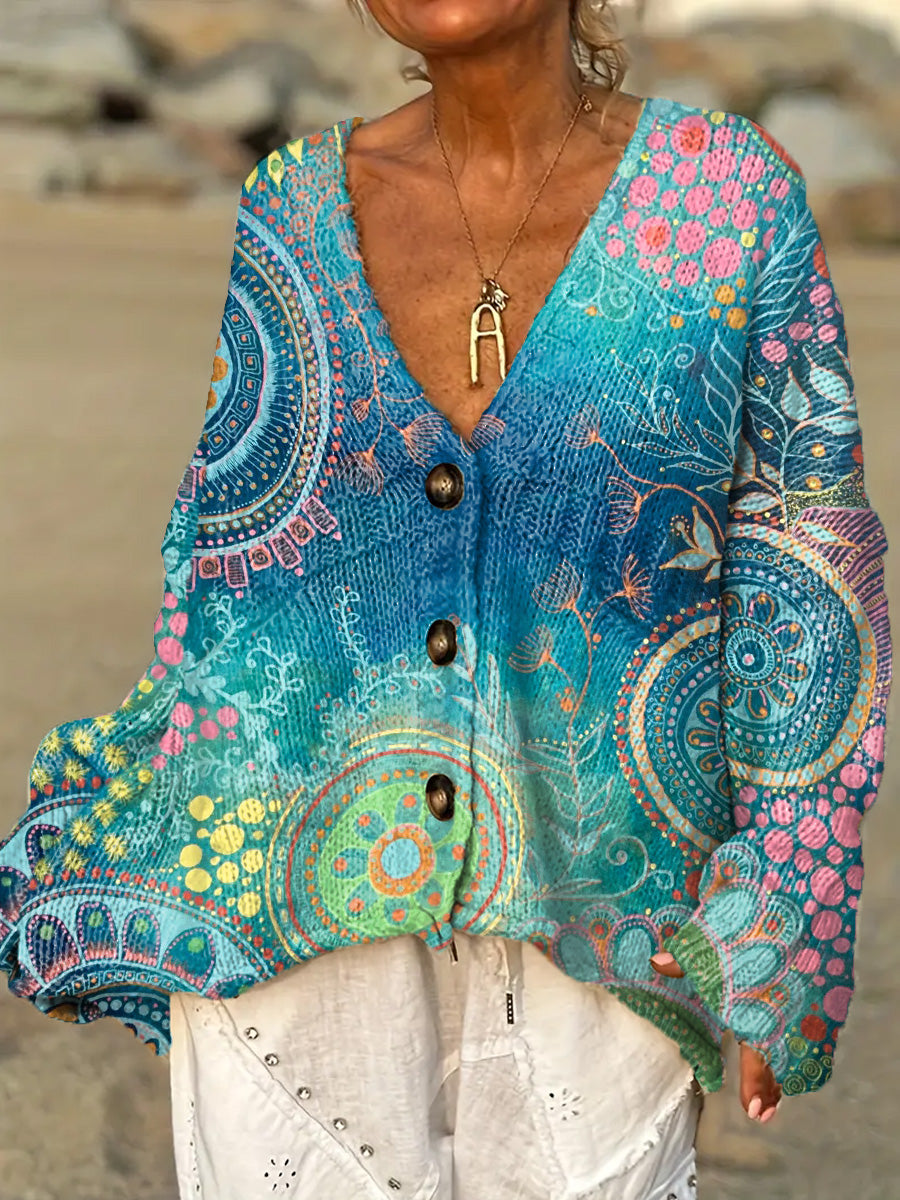 womens-beautiful-abstract-circular-geometric-floral-painting-art-print-casual-pullover-sweater