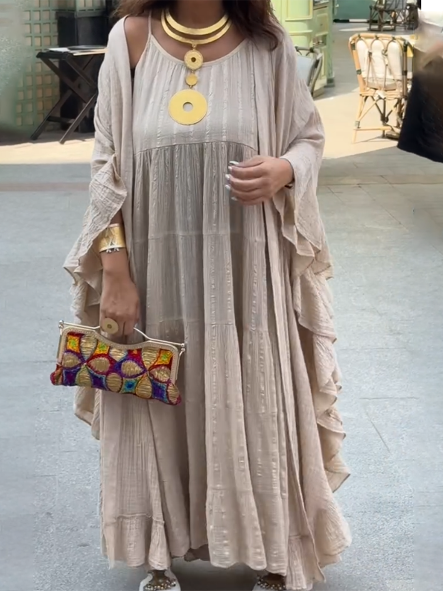 Bohemian Ruffled Cardigan Suspender Skirt Two-piece Set