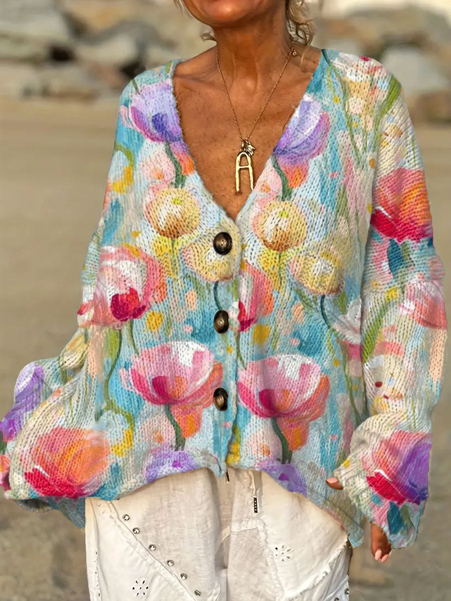 womens-vintage-flower-art-print-casual-pullover-sweater-puxt