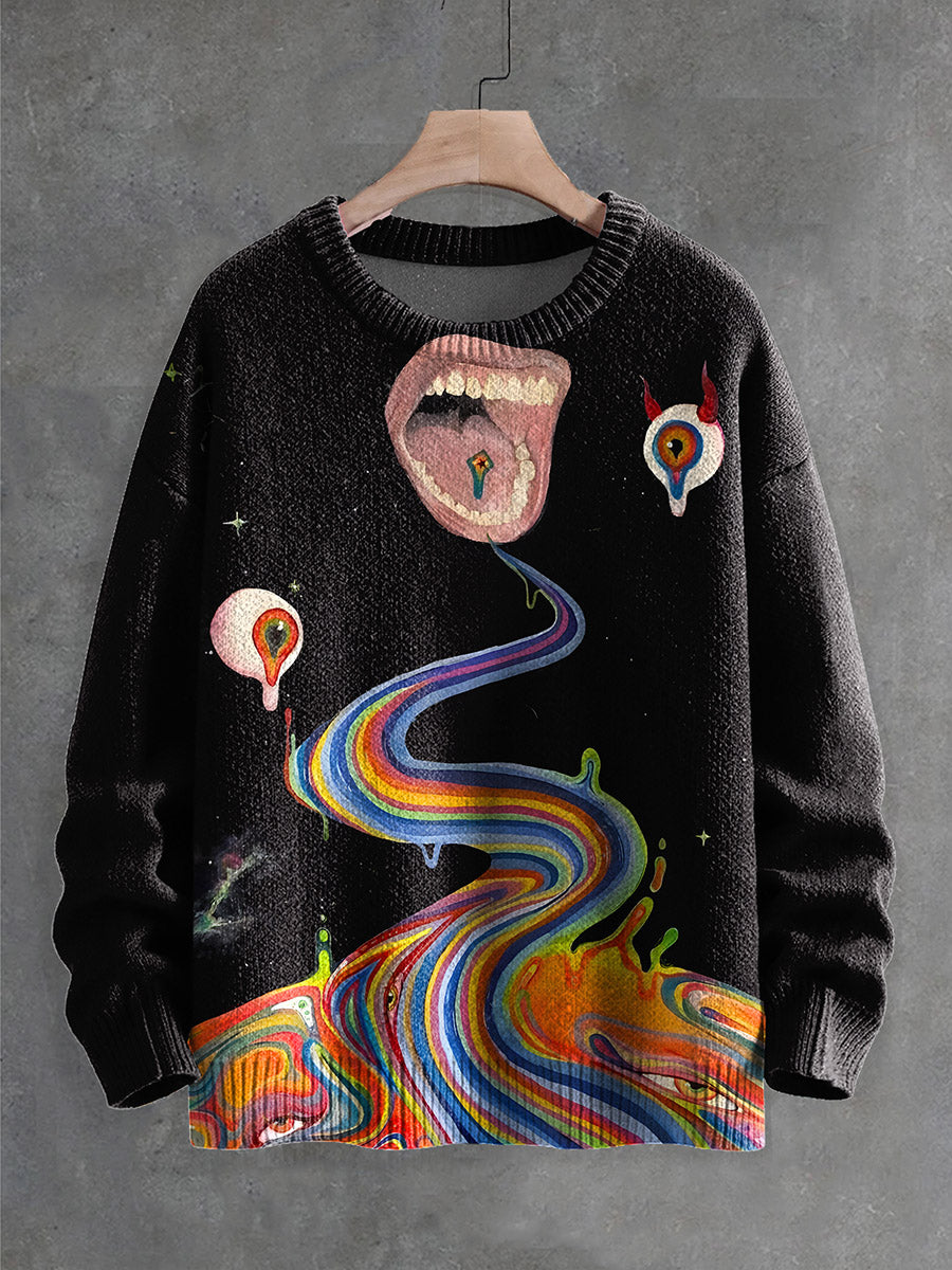 multicolor-retro-fantasy-eyes-halloween-art-print-knit-pullover-sweater