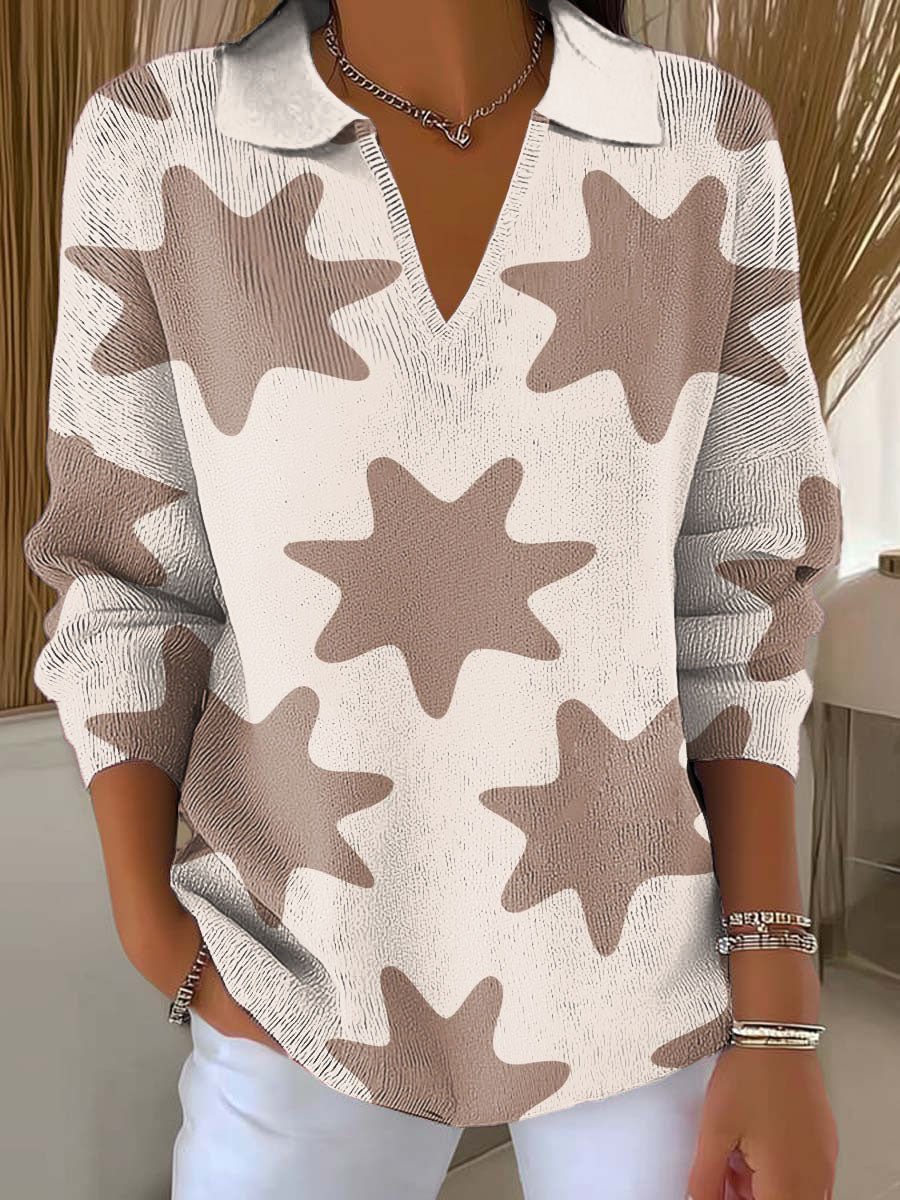 Women's Hexagon Printed Casual Sweater