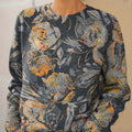 Damen-Vintage-Strickpullover mit künstlerischem Blumenmuster (P3YB) 