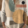 Abstract Geometric Color Block Painting Art Print Buttoned Cardigan Sweater
