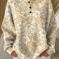 Sweat-shirt décontracté en coton pour femme avec un magnifique imprimé floral vintage 