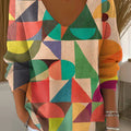 Women's Beautiful Colorful Abstract Geometric Painting Art Print Casual Pullover Sweater