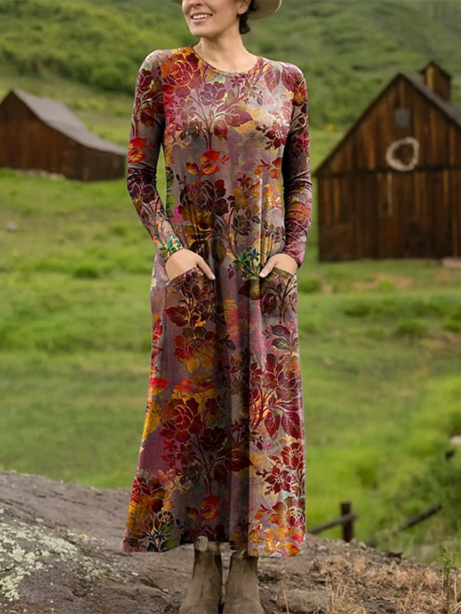 Women's Rose Gradient Print Stretch Dress