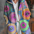 Abstract Colorful Circular Polka Dot Painting Art Print Unisex Plush Thick Long-Sleeved Sweater Cardigan Coat