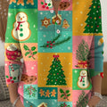 Beautiful Colorful Christmas Tree Gifts Painting Art Print Buttoned Cardigan Sweater