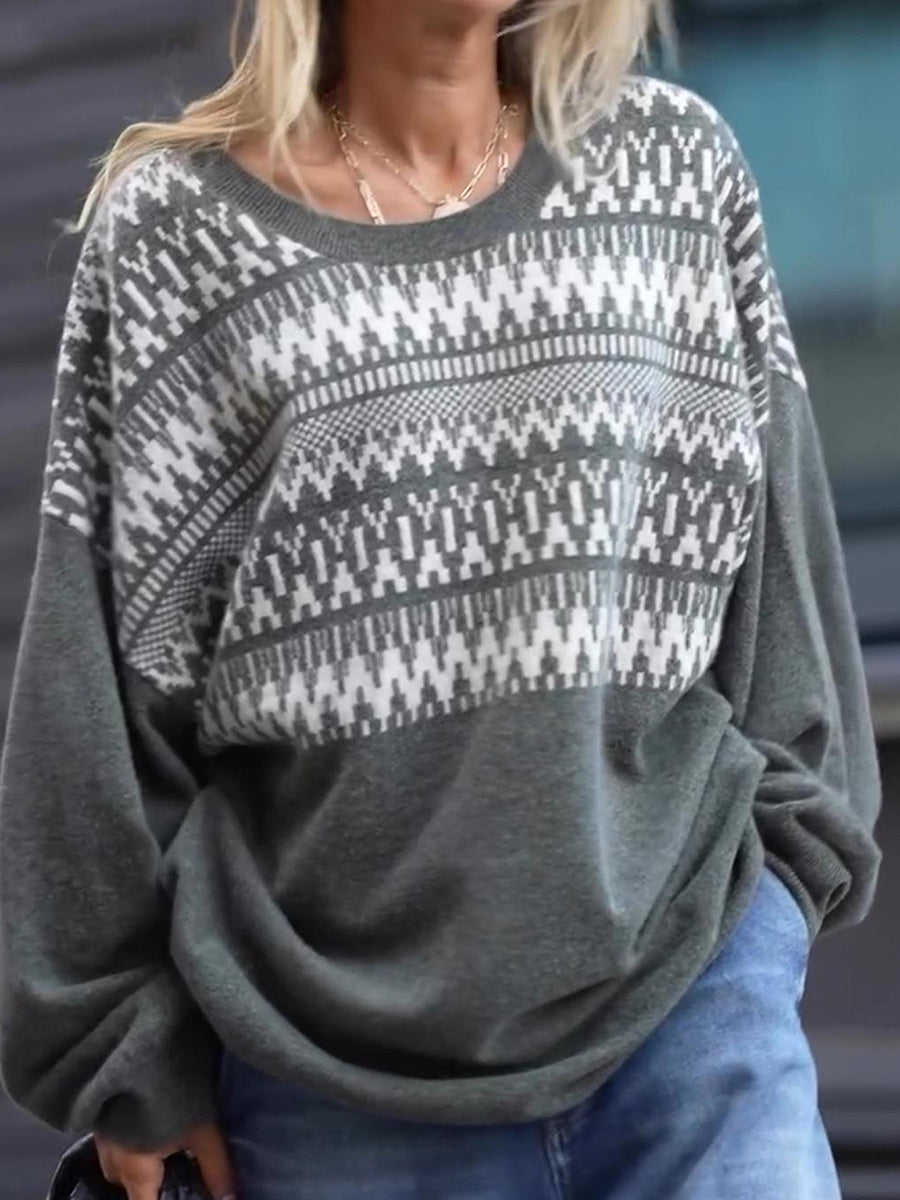 oversize-aztec-print-sweater