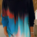 Women's Abstract Multicolor Gradient Painting Art Print Casual Pullover Sweater