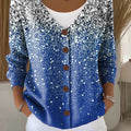 Christmas Snowflake Print Buttoned V-neck Cardigan Sweater