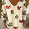 Women's Lovely Christmas Tree Pattern Art Print Casual Pullover Sweater