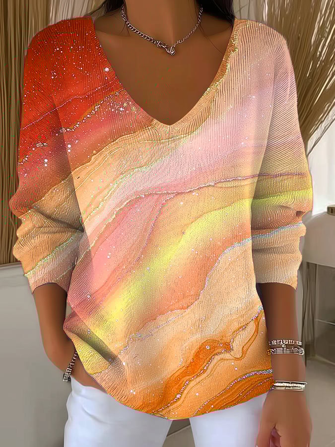 womens-vintage-gradient-colorful-art-print-casual-pullover-sweater-dfim