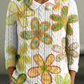 womens-cute-large-flower-painting-art-print-casual-peter-pan-collar-3-4-sleeve-sweater-ceo3