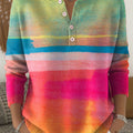 Women's Gradient Pattern Art Print Buttoned Cardigan Sweater