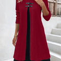 Wine Red Fake 2in1 A Line Dress