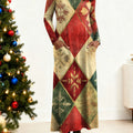 Women's Christmas Pattern Art Print Long-sleeved Dress