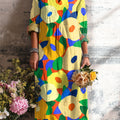 Women's Beautiful Colorful Abstract Floral Painting Art Print Dress