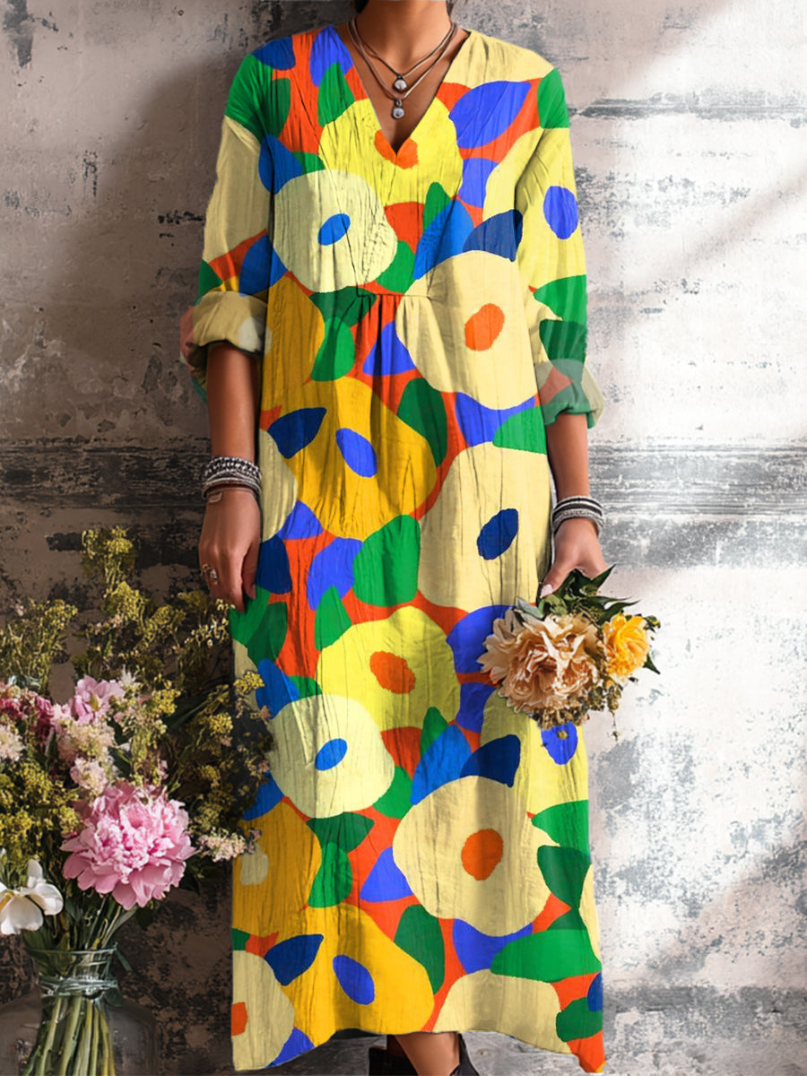 Women's Beautiful Colorful Abstract Floral Painting Art Print Dress
