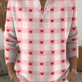 Checkered Heart Print Casual Valentine's Day Sweater