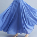Women's Free Elastic Linen Skirt-Ocean Color