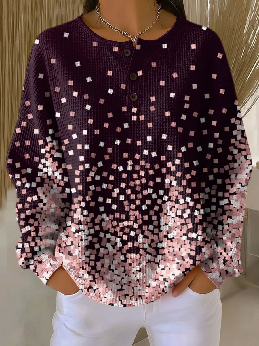 Women's Color Smudge Pattern Art Print Casual Cotton Sweatshirt