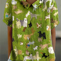 Women's Dog Lover Print Casual Cotton And Linen Shirt