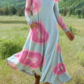 Women's Irregular Round Art Print Long-sleeved Dress