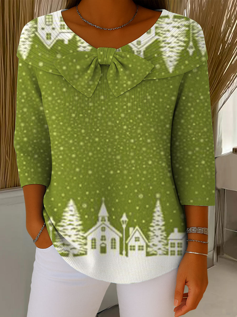 Vintage Christmas  Art Print Buttoned Cardigan Sweater