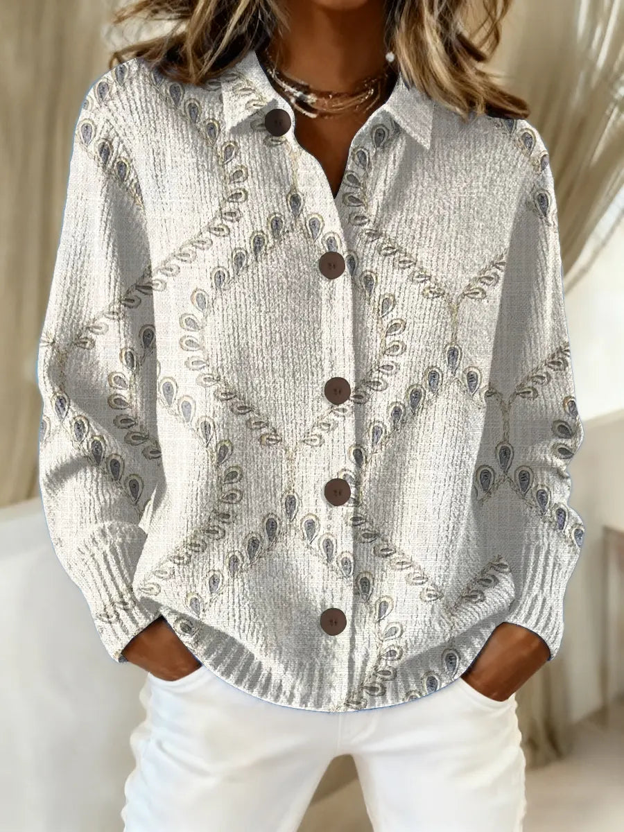 Women's Vintage Abstract Geometry Art Print Casual Sweater