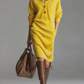 Women's Solid Color Stand Collar Long Sleeve Casual Loose Knitted Dress