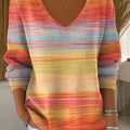 Women's Casual Autumn Gradient Striped Pullover Sweater