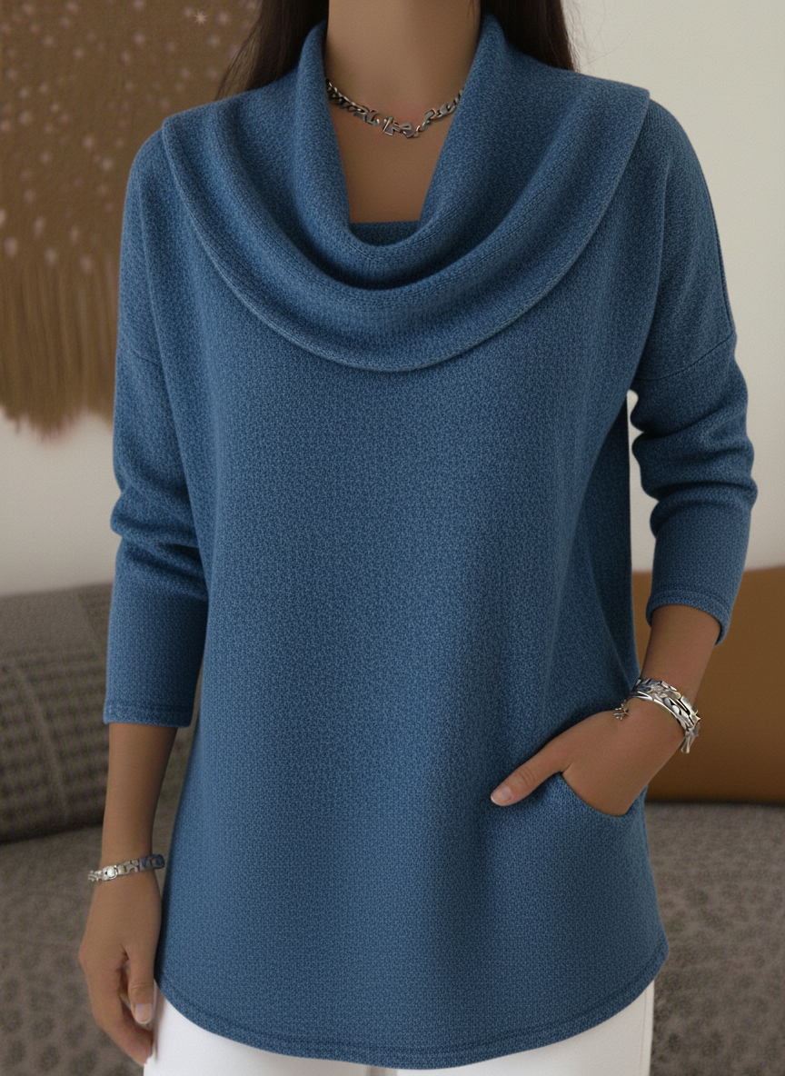 Women's Soft Swing Collar Suede Pocket Pullover