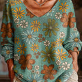 pull-over décontracté pour femme, imprimé floral vintage, mrdr