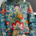 Pull à col roulé en maille à imprimé floral vintage pour femme 