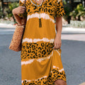 Yellow Leopard H Shape Short Sleeve Dress