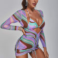Ensemble bikini trois pièces imprimé Anki
