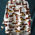 Women's Dachshund Art Print Casual Cotton And Linen Shirt