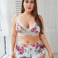 Ensemble soutien-gorge et culotte imprimé fleurs sexy grande taille