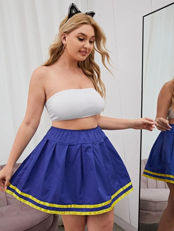 2pack Plus Stripe Bandeau Cheerleader Costume Set