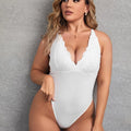 Plus Contrast Lace Mesh Teddy Bodysuit