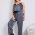 Plus Striped Lace Trim Cami Top & Knot Front Pants PJ Set