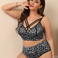 Plus Leopard Criss Cross Lingerie Set