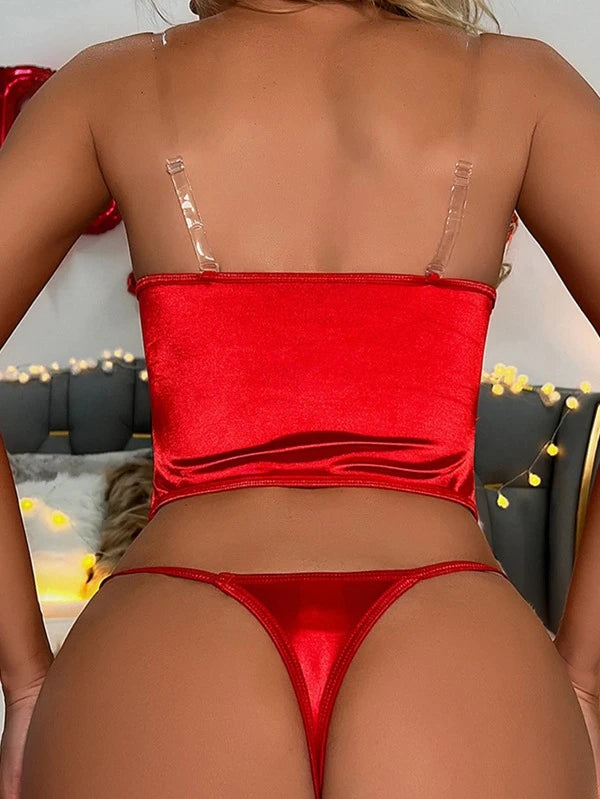 Plain Underwire Thong Lingerie Set