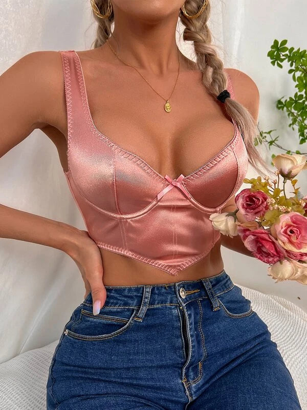 Plain Underwire Satin Bra