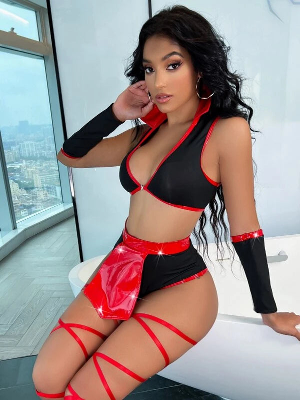 Contrast Binding Costume Set